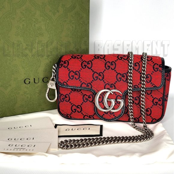 GUCCI Limited Edition GG Marmont logo quilted red GG canvas SUPER MINI Chain bag - Picture 3 of 8